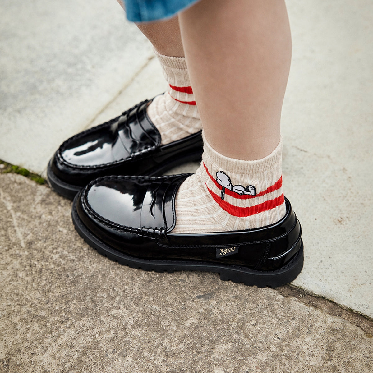 Mocassins Nicki Kids en cuir noir brillant 