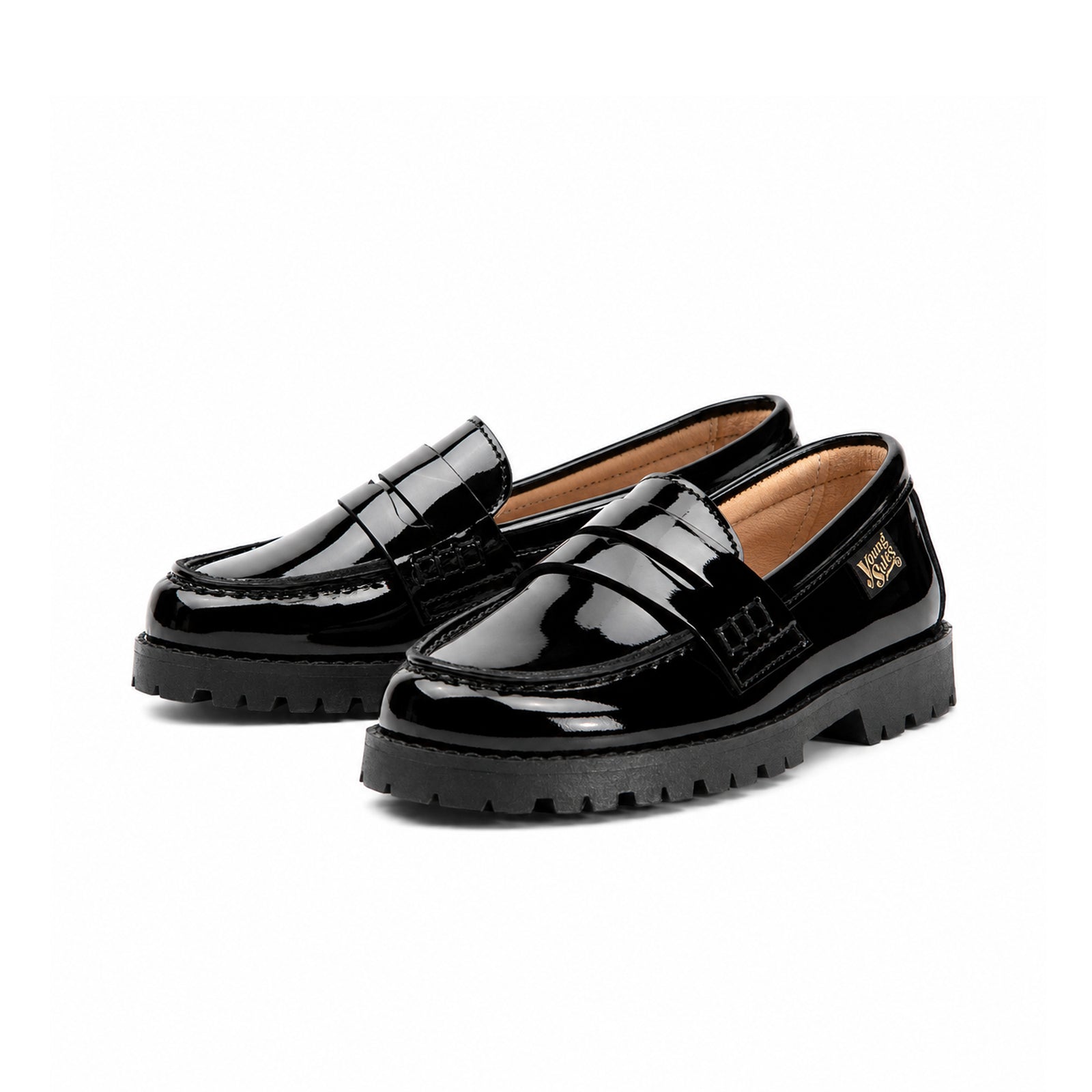 Mocassins Nicki Kids en cuir noir brillant 