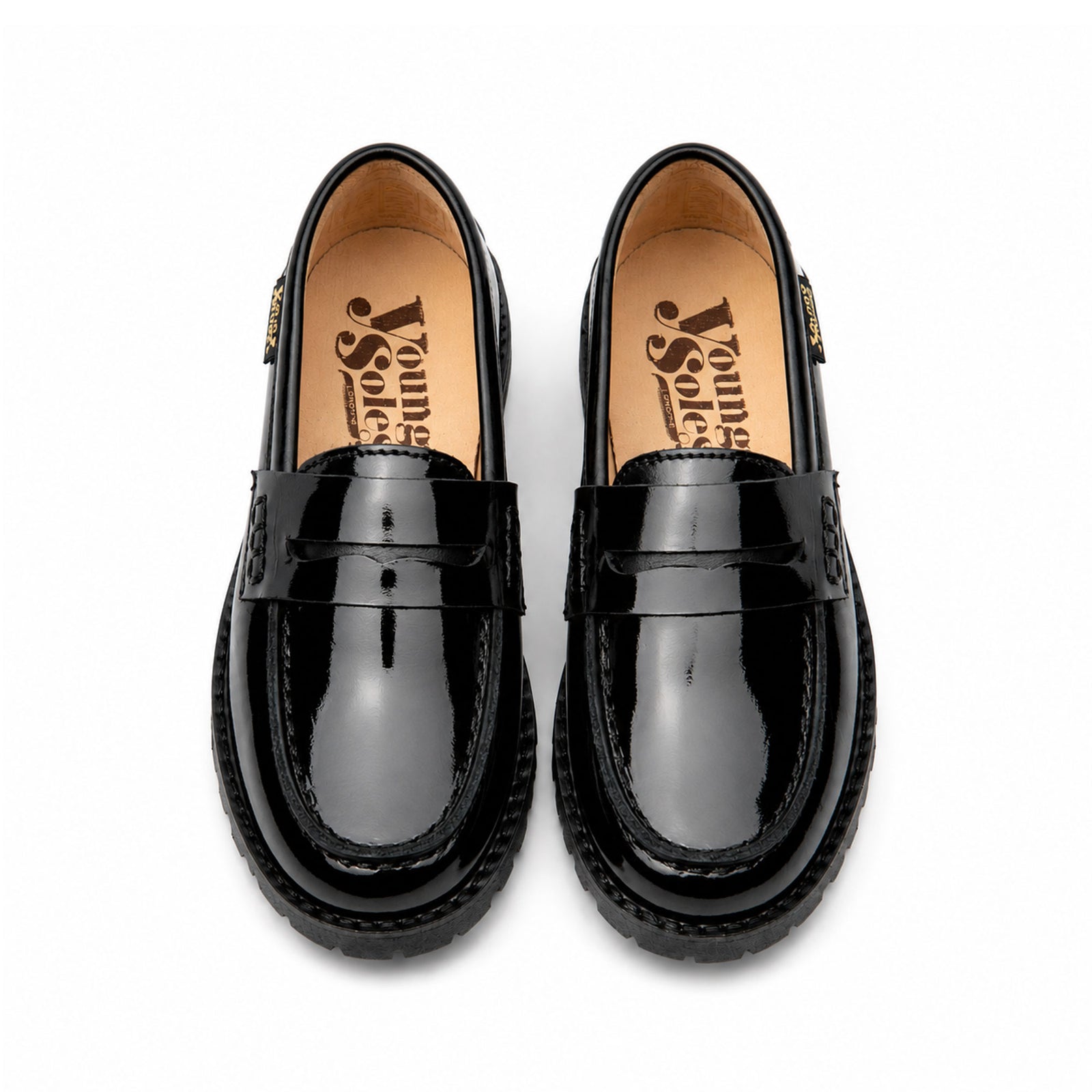 Mocassins Nicki Kids en cuir noir brillant 
