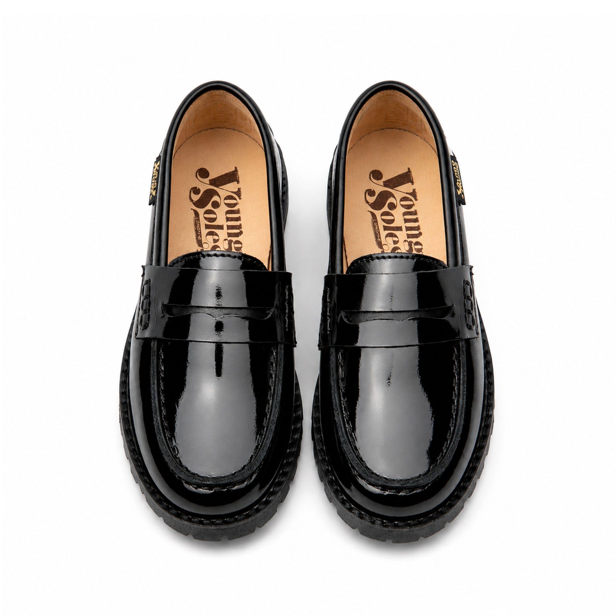 Mocassins Nicki Kids en cuir noir brillant 