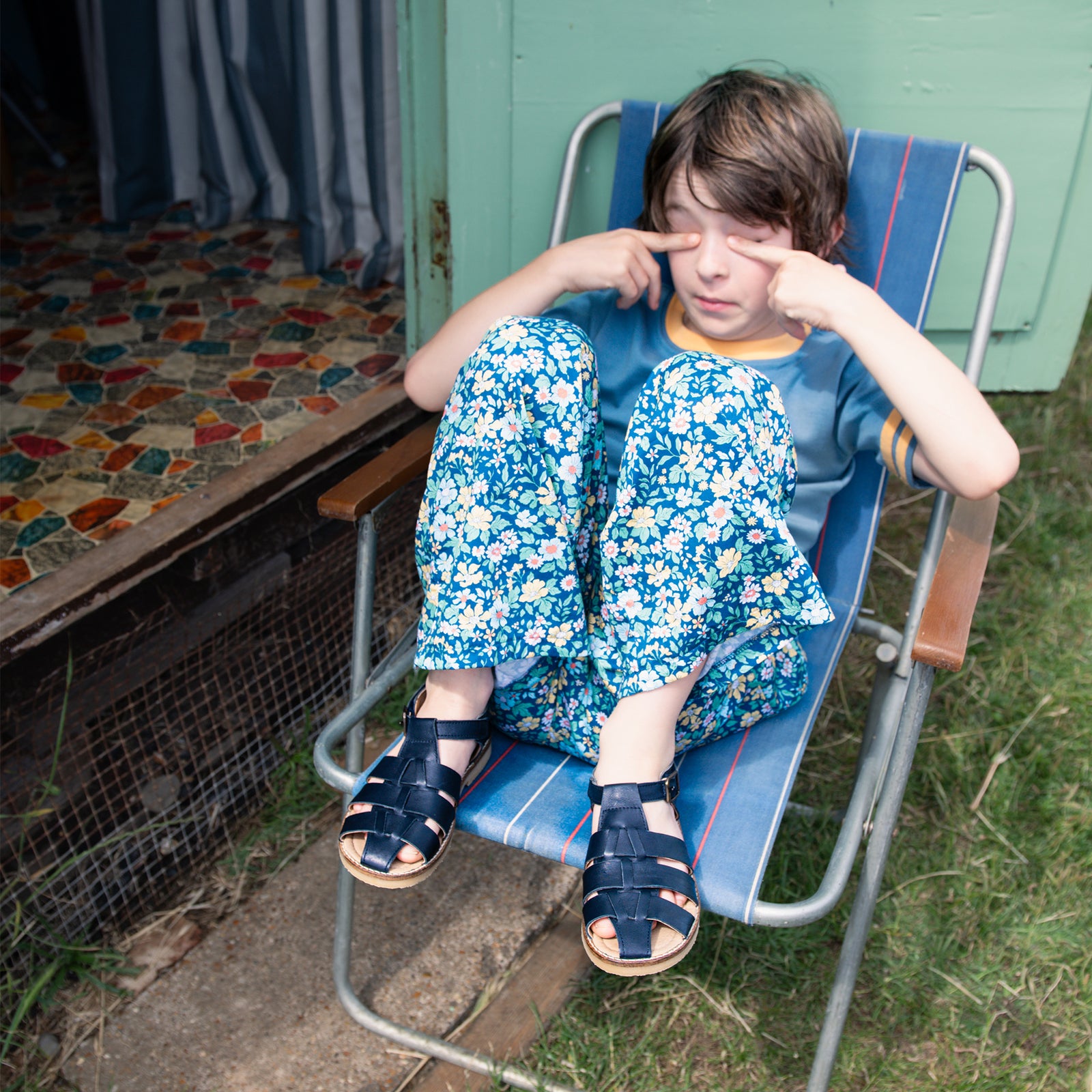 Sandale de pêcheur Noah Kids en cuir bleu marine