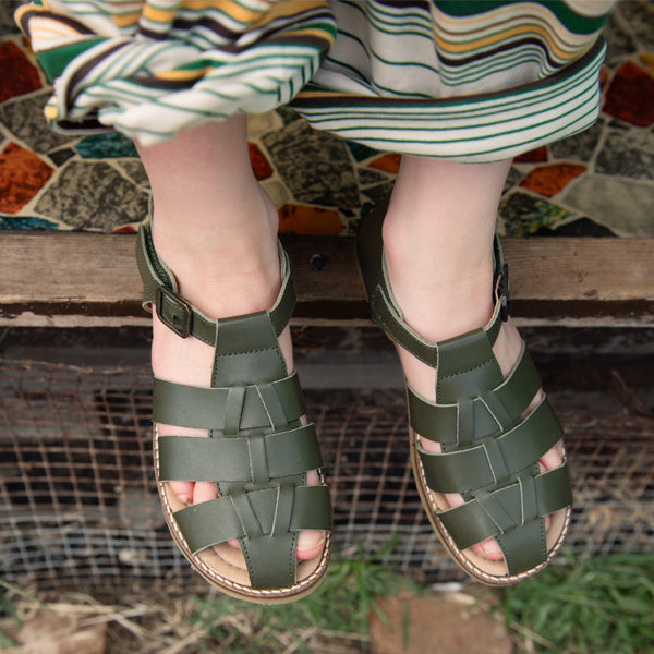 Sandale de pêcheur Noah Kids en cuir olive