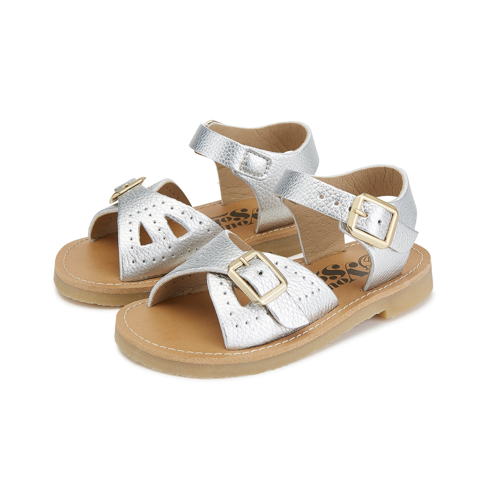 Pearl Vegane Kindersandale Silber Kunstleder