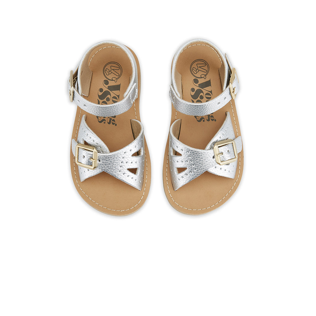 Pearl Vegan Kids Sandal Silver Synthetic Leather