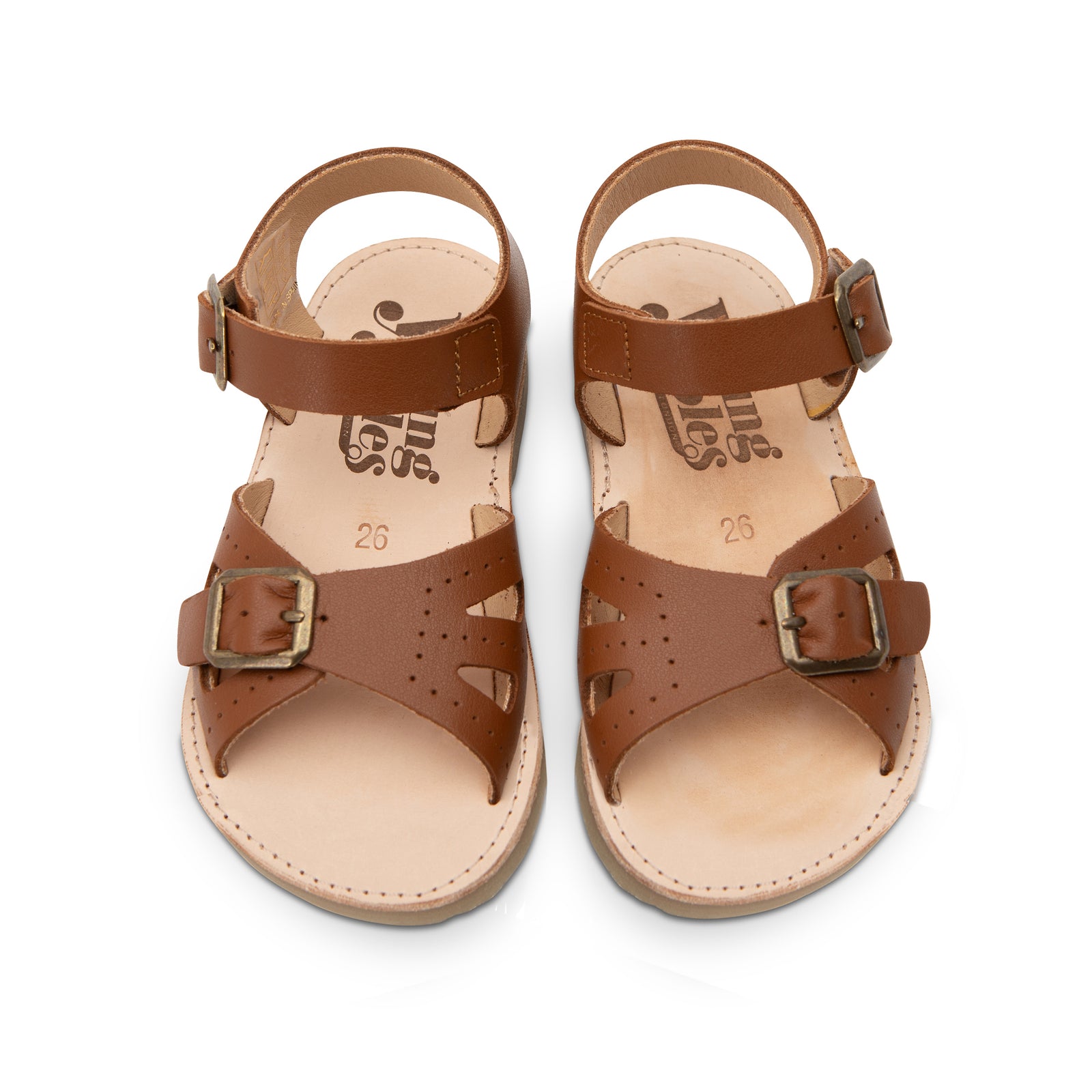 Pearl Kindersandale aus kastanienbraunem Leder