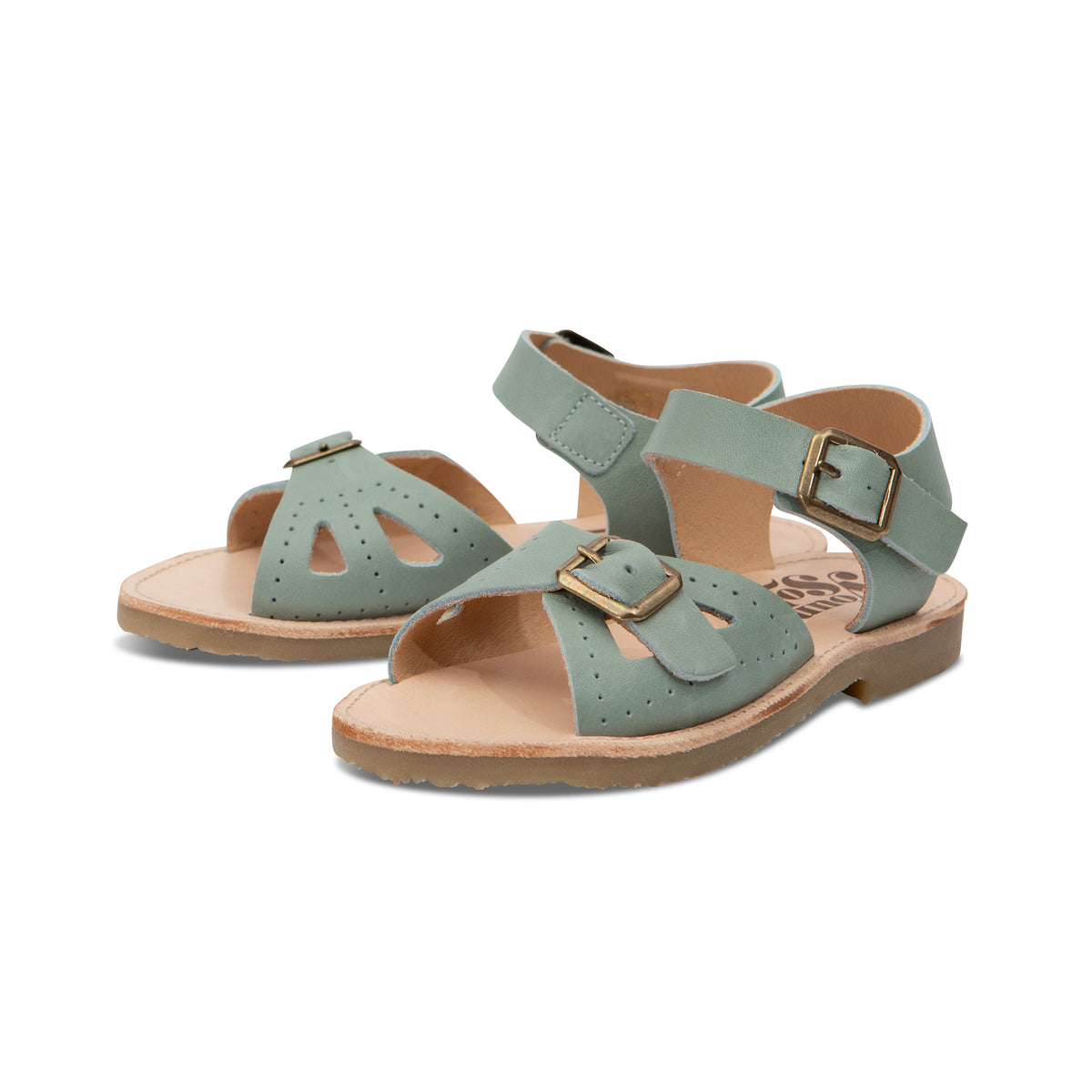 Pearl Double Buckle Sandal – Smokey Sage Leather