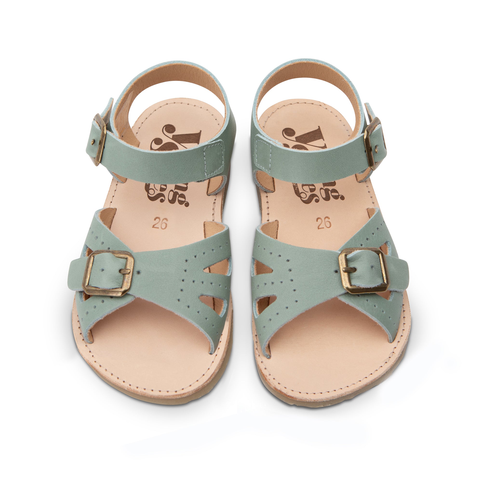 Sandale Pearl pour enfants en cuir fumé sauge