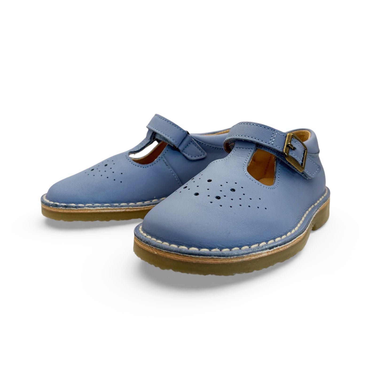 Penny T-Bar Kids Shoe Cornflower Blue Leather