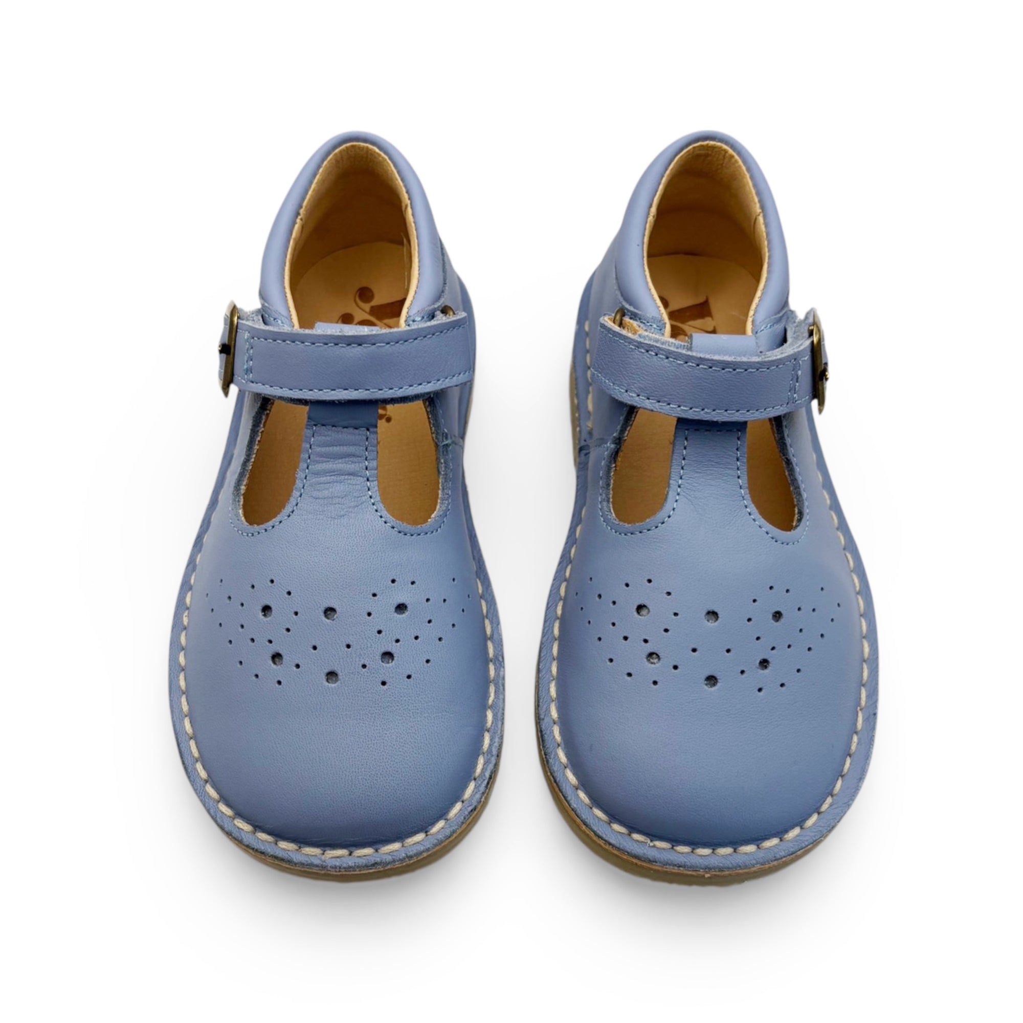 Penny T-Bar Kids Shoe Cornflower Blue Leather