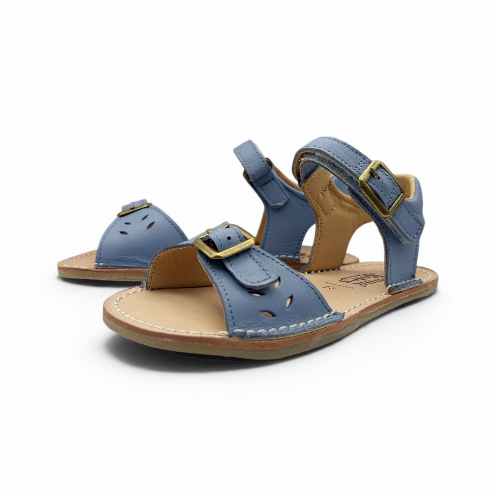 Sandale Flo Tassel pour enfant en cuir bruni beige