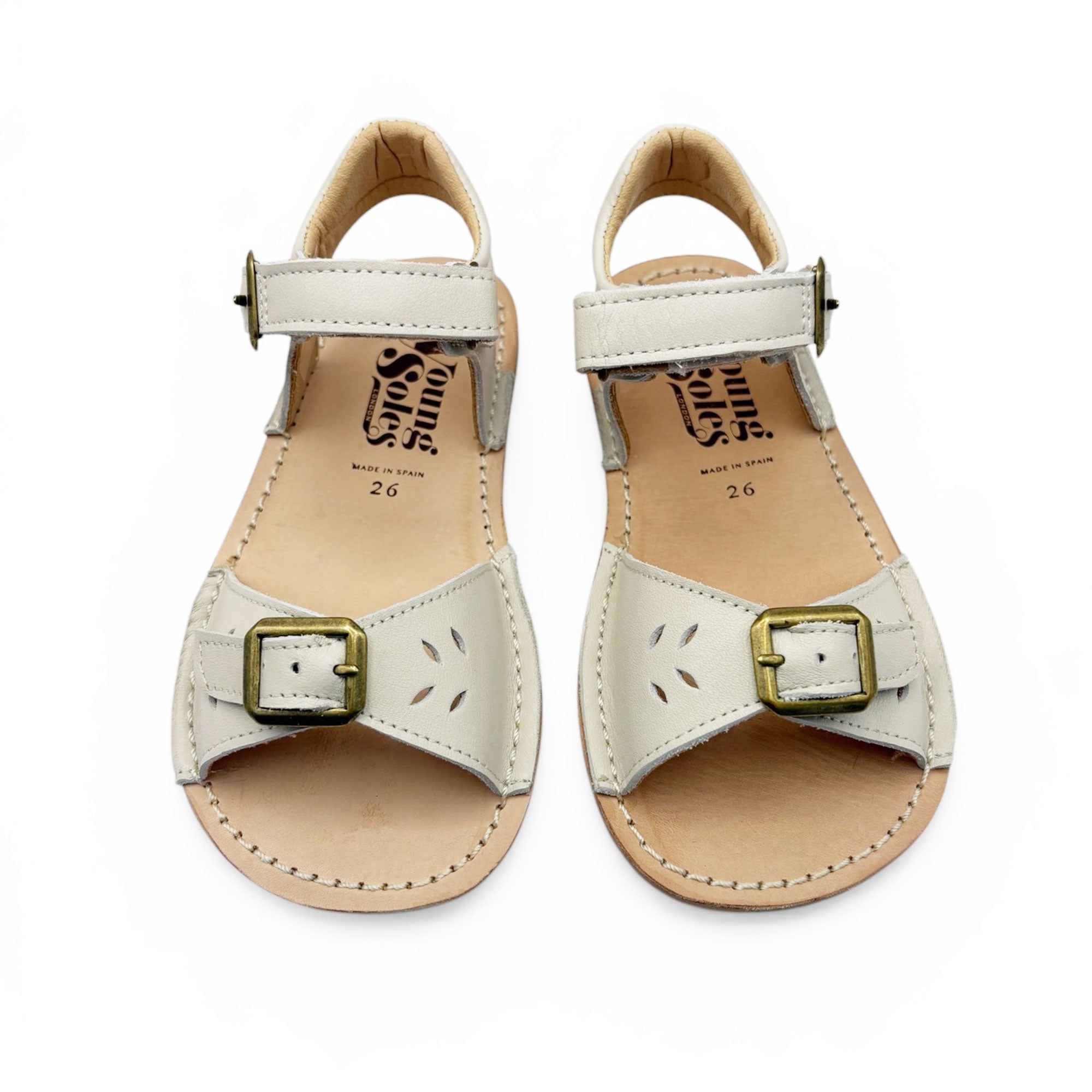Sandale Flo Tassel pour enfant en cuir bruni beige