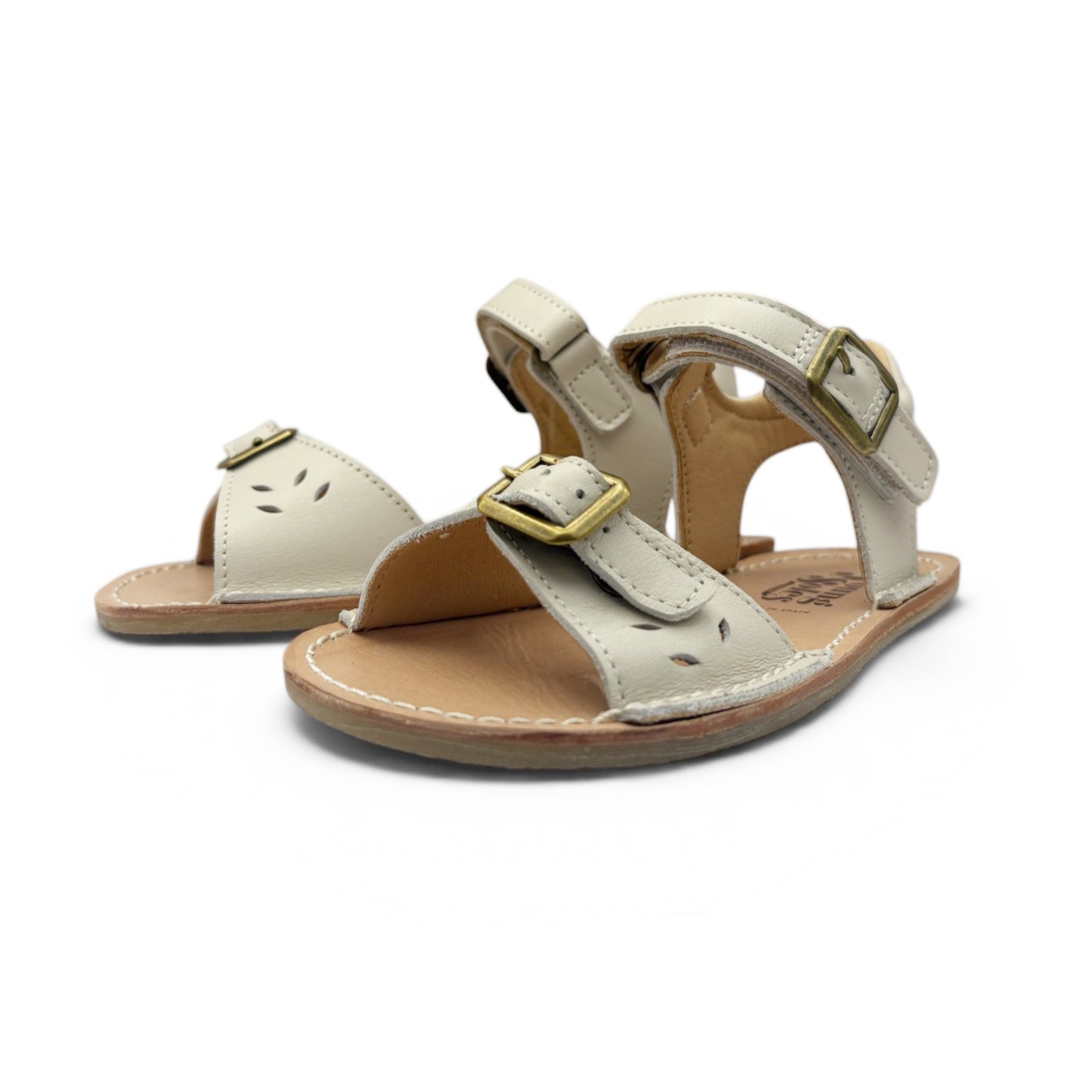 Sandale Flo Tassel pour enfant en cuir bruni beige
