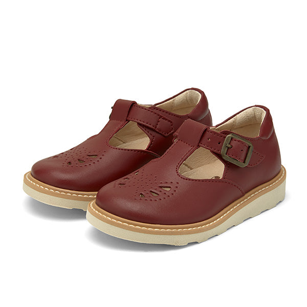 Chaussures Rosie Vegan T-Bar pour enfants en cuir synthétique cerise