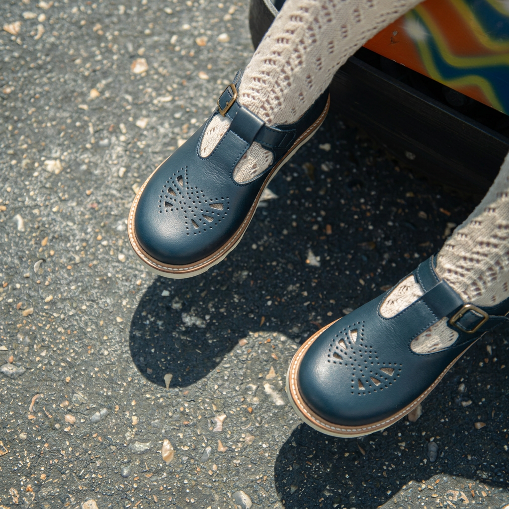 Rosie T-Bar Kids Shoe - Navy Leather