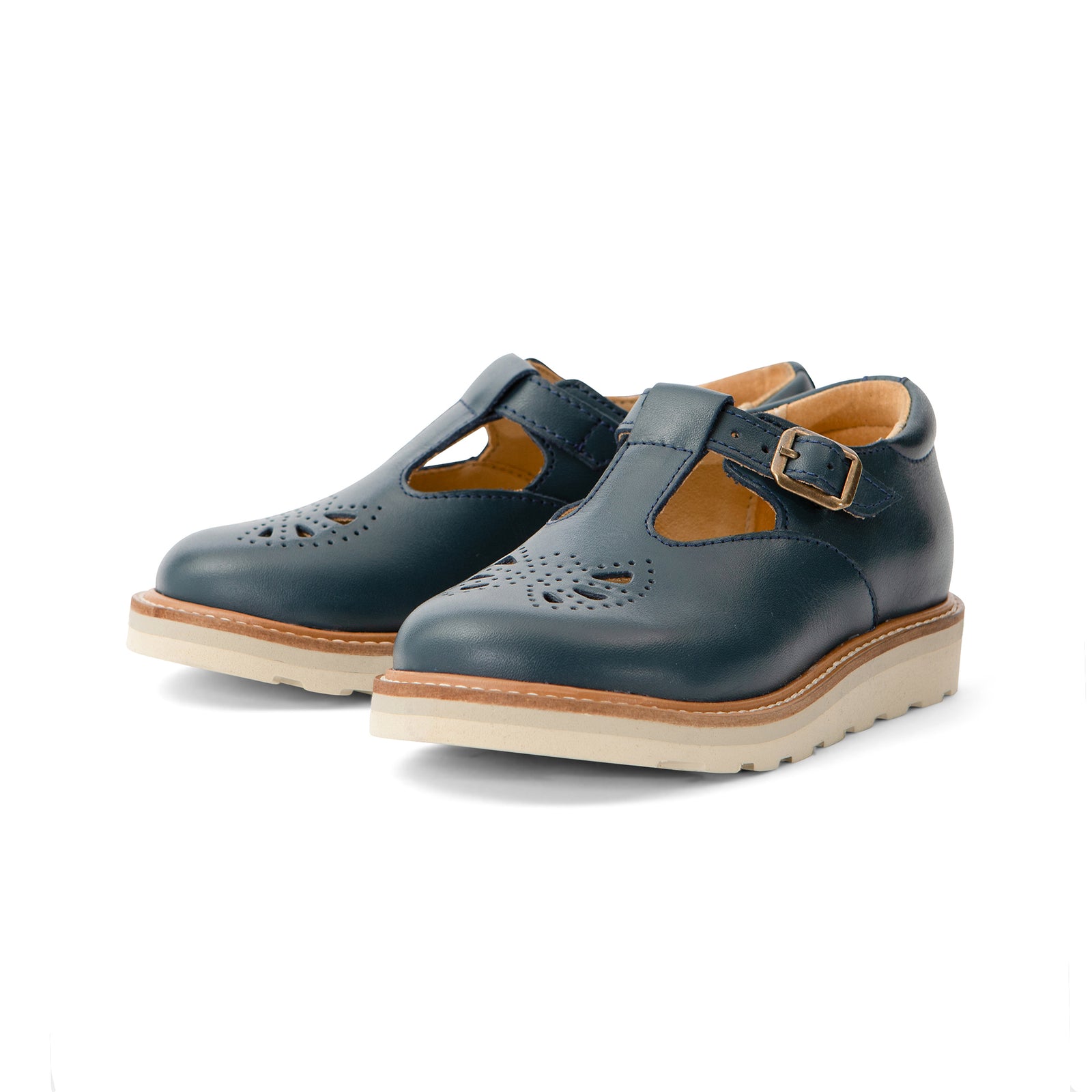 Rosie T-Bar Kinderschuh Marineblaues Leder 