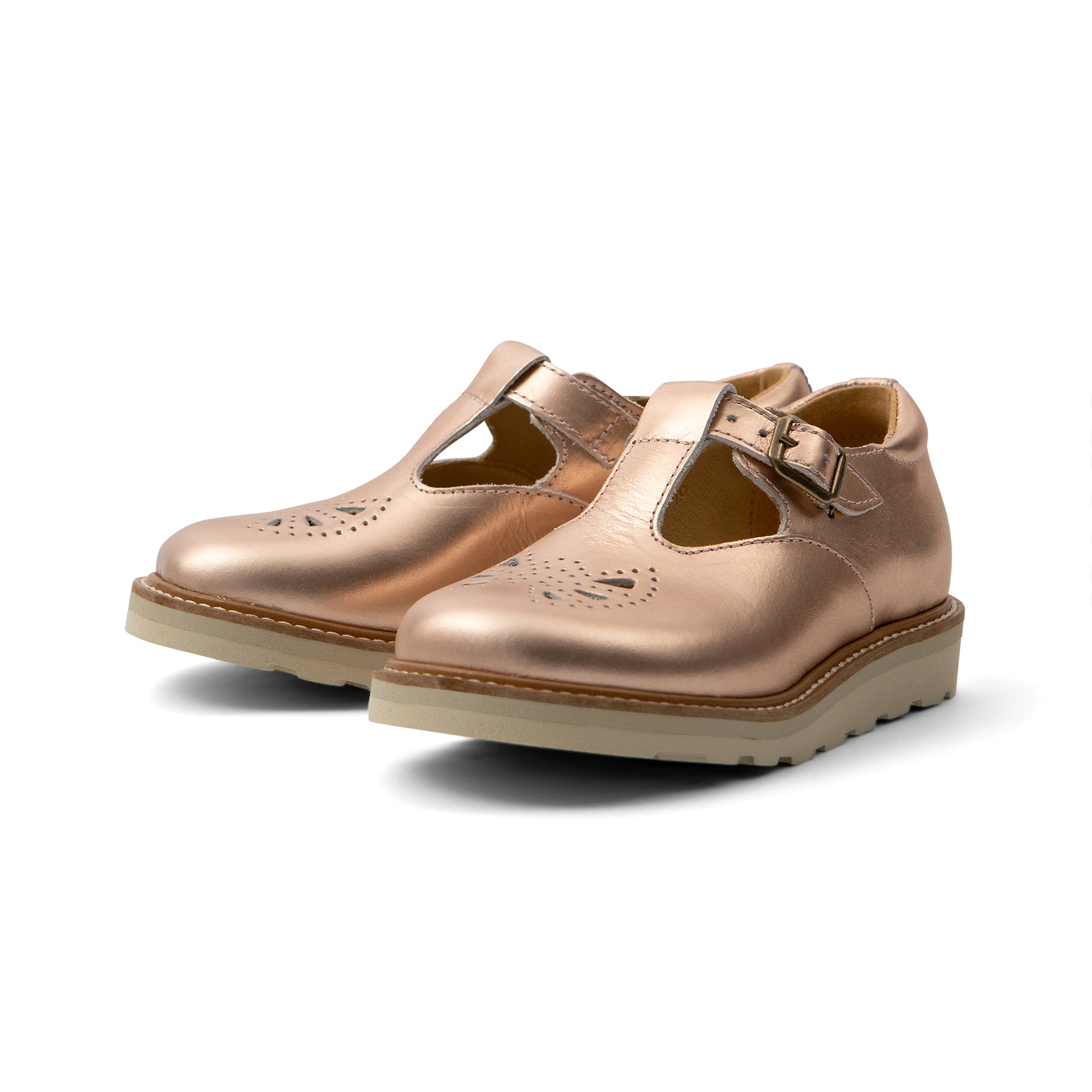 Rosie T-Bar Kinderschuh Roségold Leder 