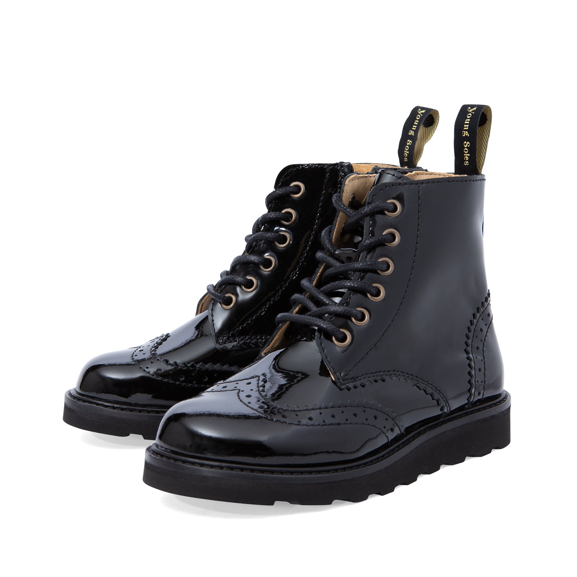 Sidney Brogue Kinderstiefel aus schwarzem Leder
