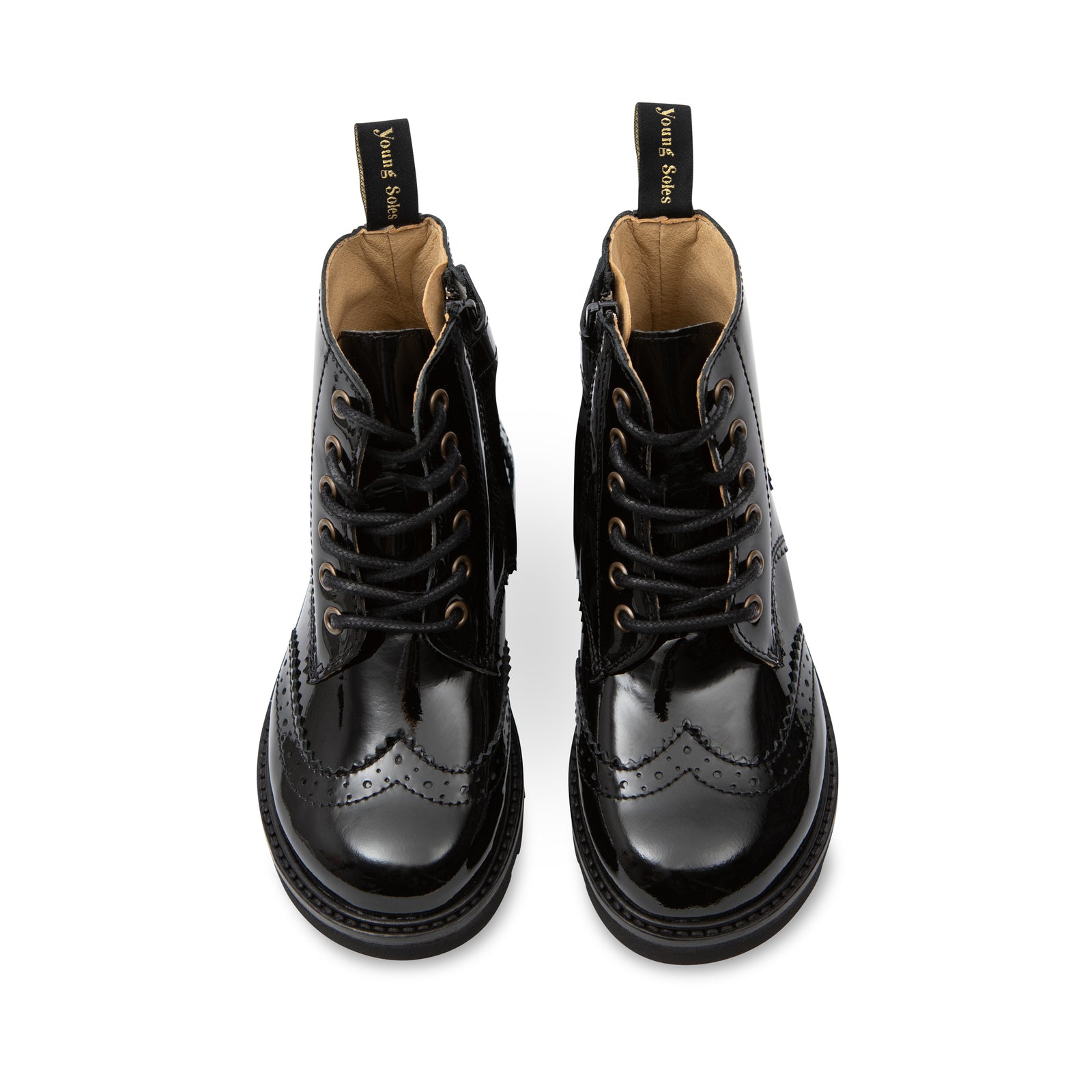 Sidney Brogue Kinderstiefel aus schwarzem Leder