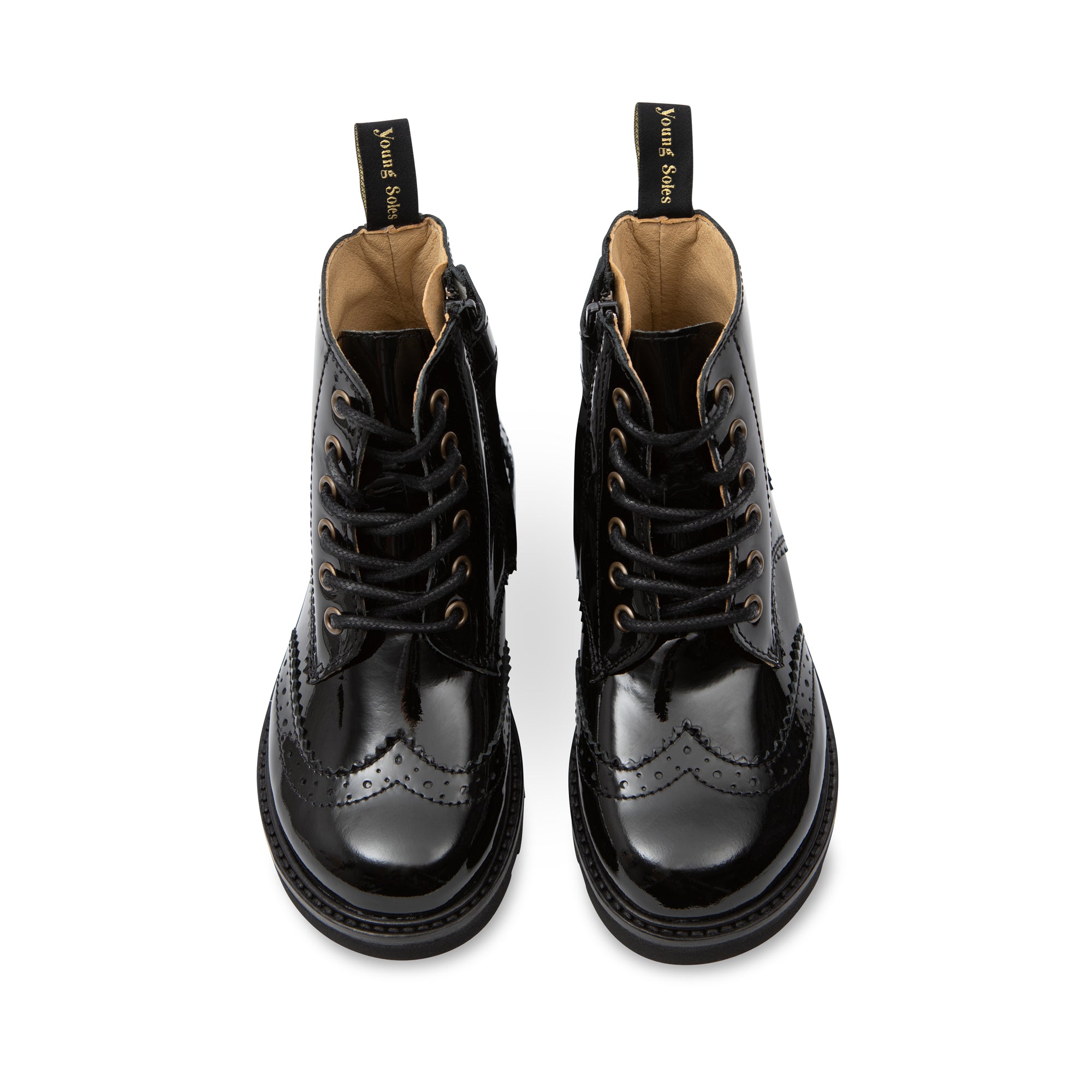 Sidney Brogue Kinderstiefel aus schwarzem Leder
