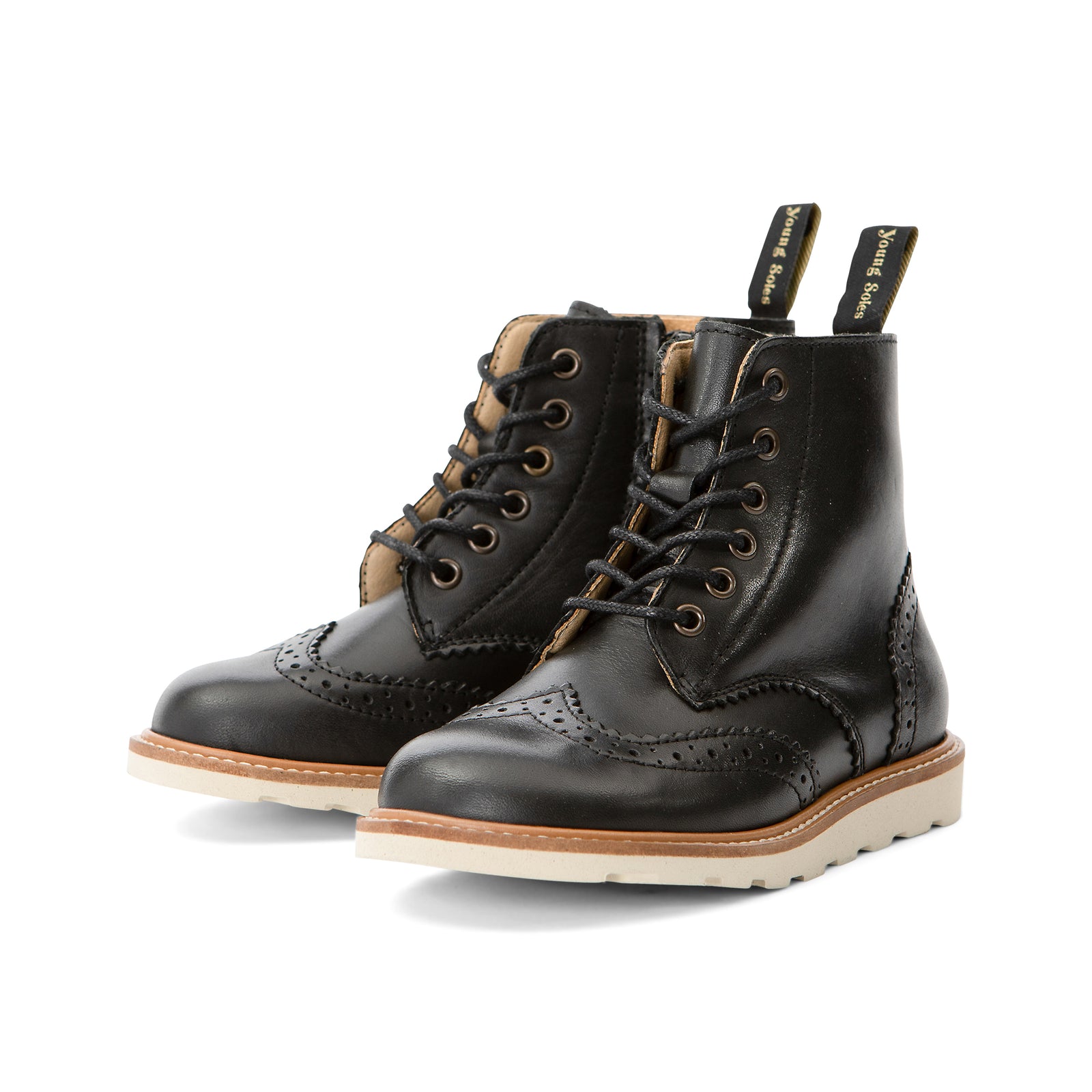 Sidney Brogue Kids Boot Black Leather