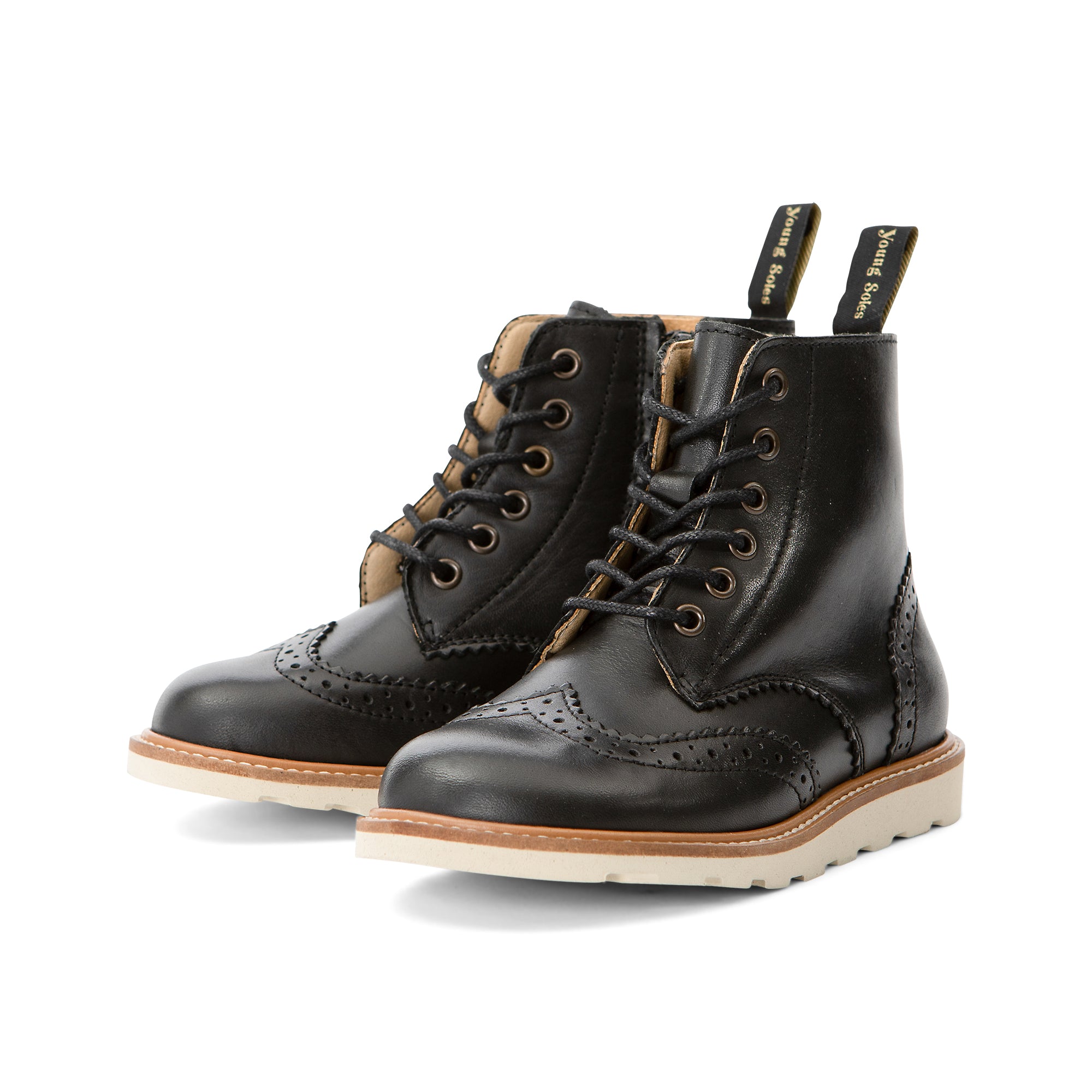 Sidney Brogue Kids Boot Black Leather