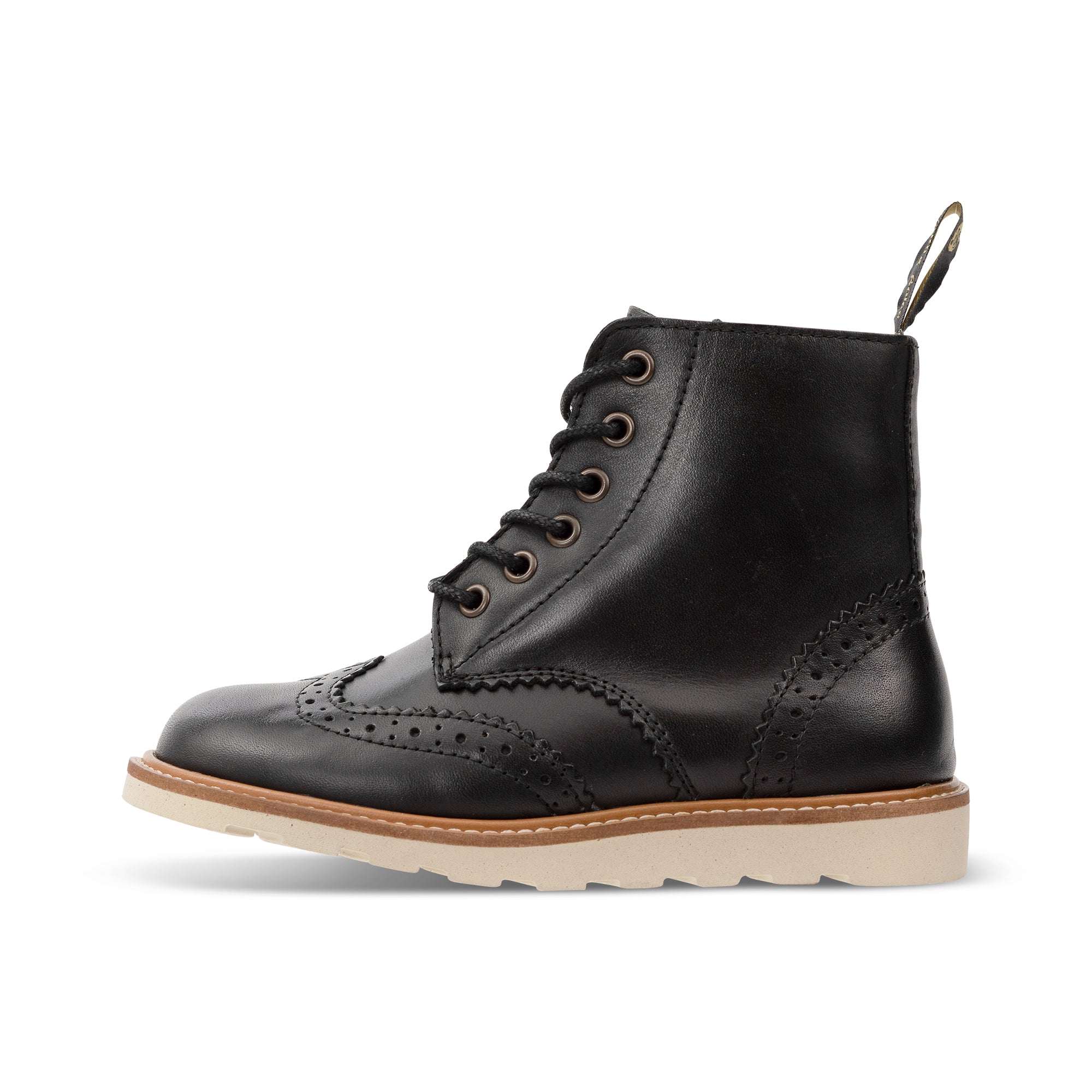 Sidney Brogue Kids Boot Black Leather