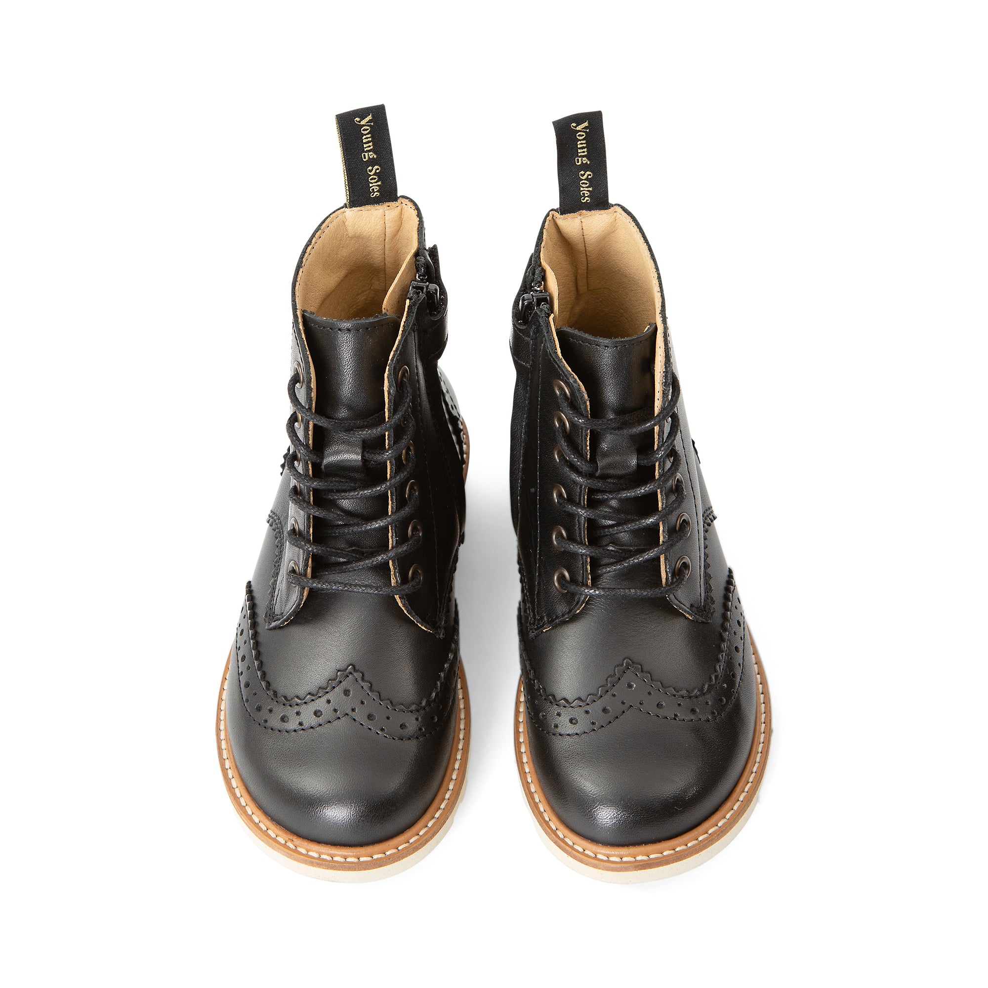 Sidney Brogue Kids Boot Black Leather