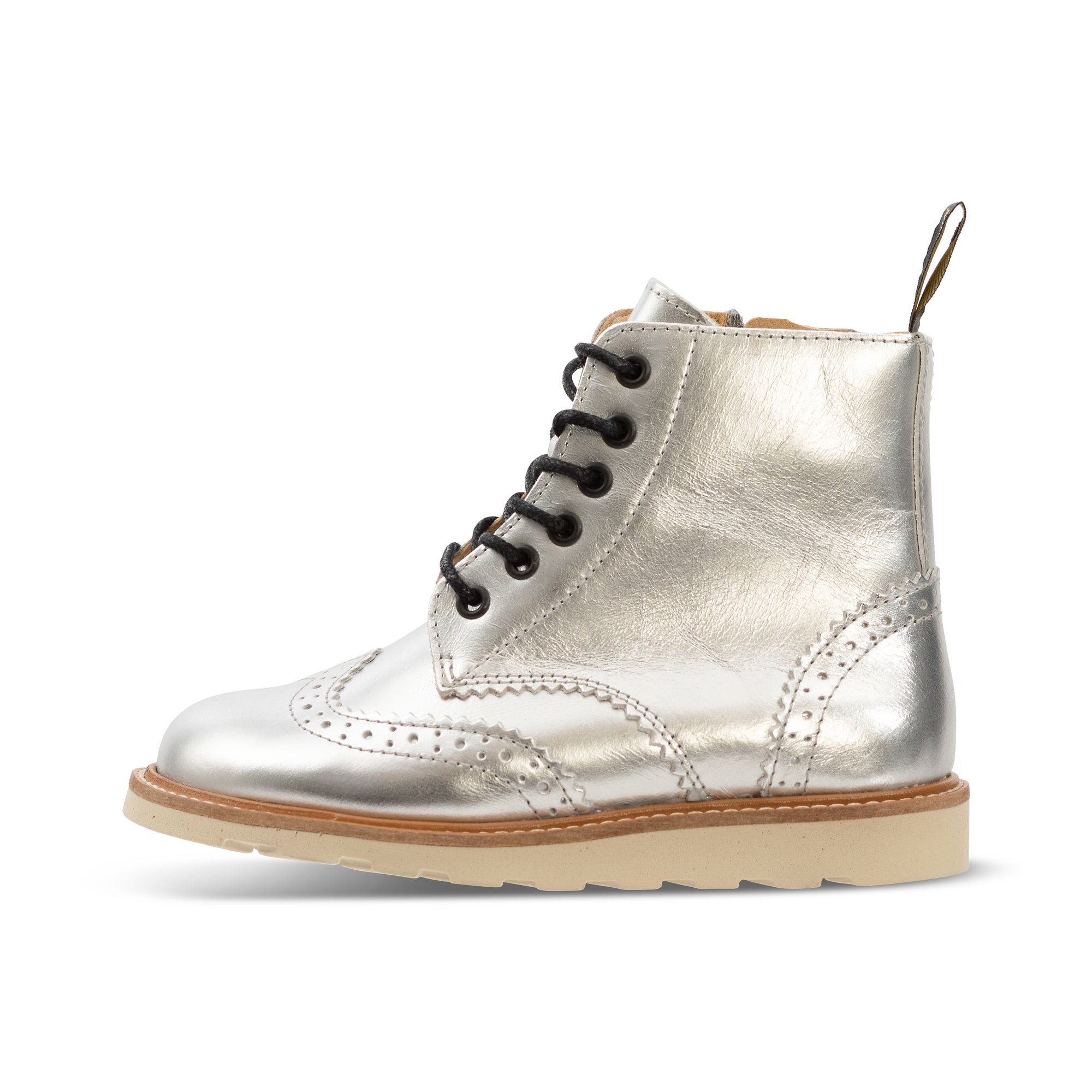 Sidney Brogue Kids Boot Silver Leather