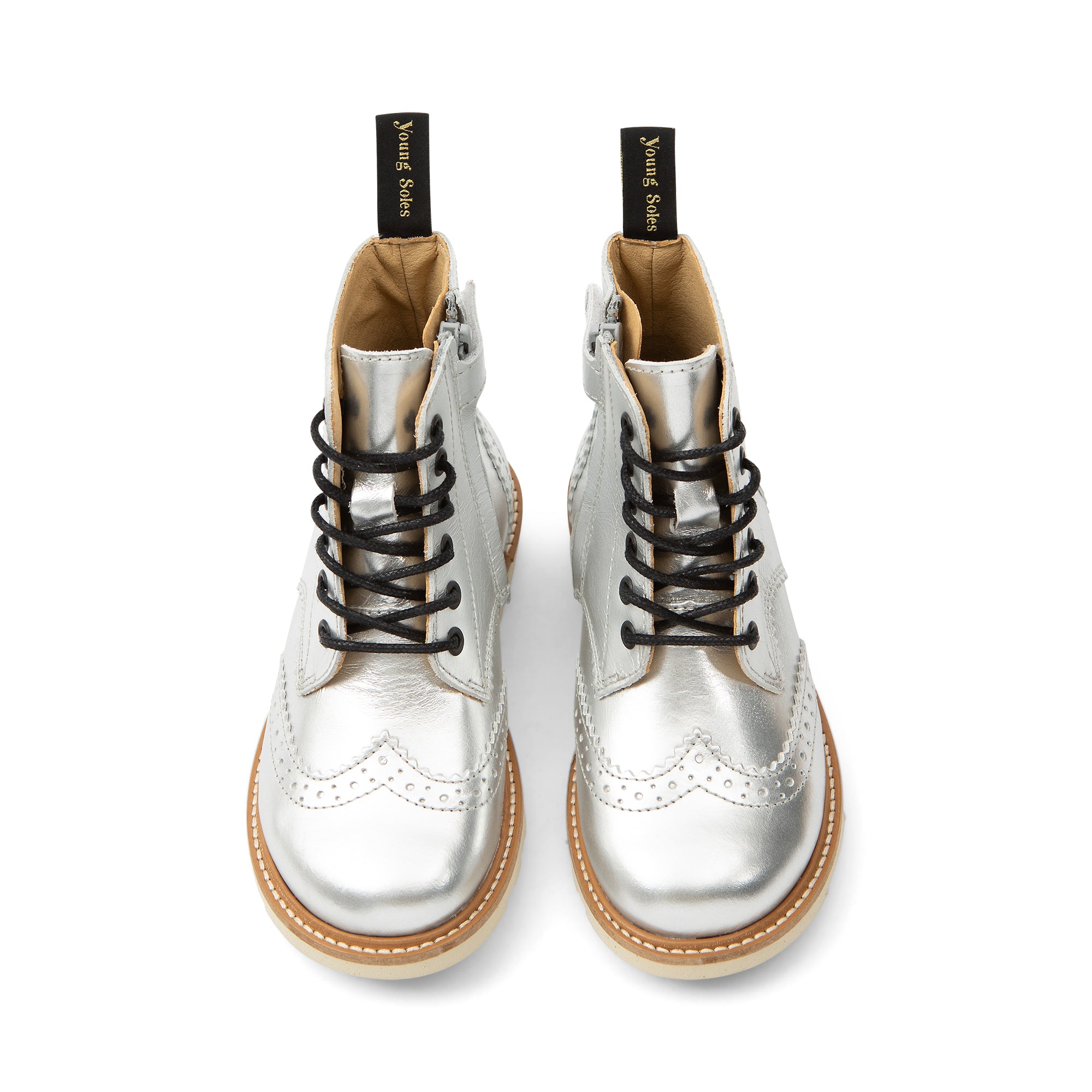 Sidney Brogue Kids Boot Silver Leather