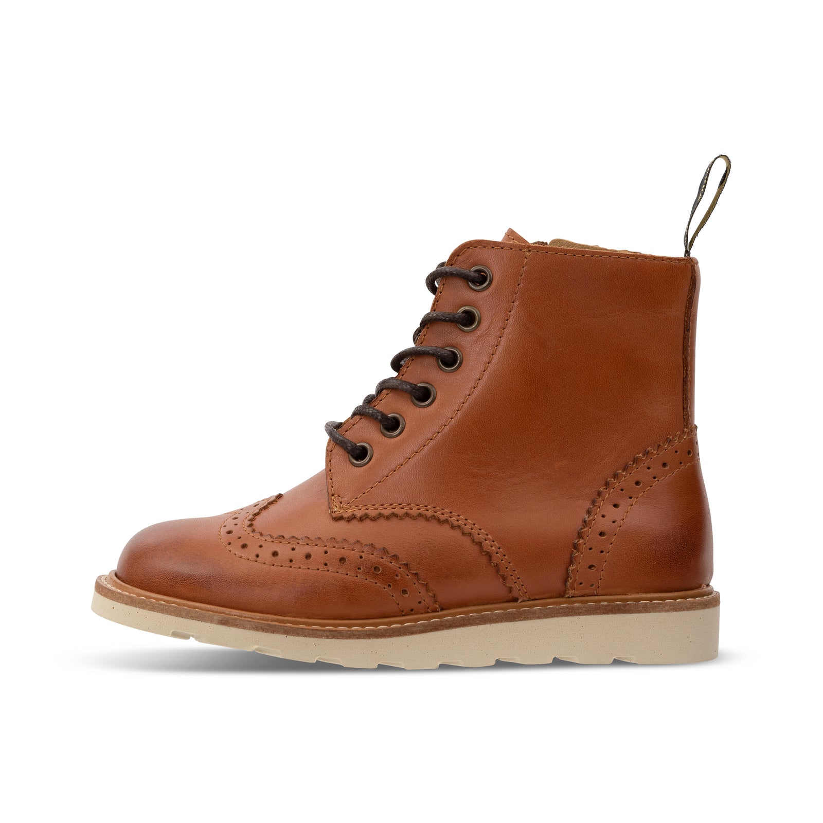 Sidney Brogue Kids Boot Tan Burnished Leather
