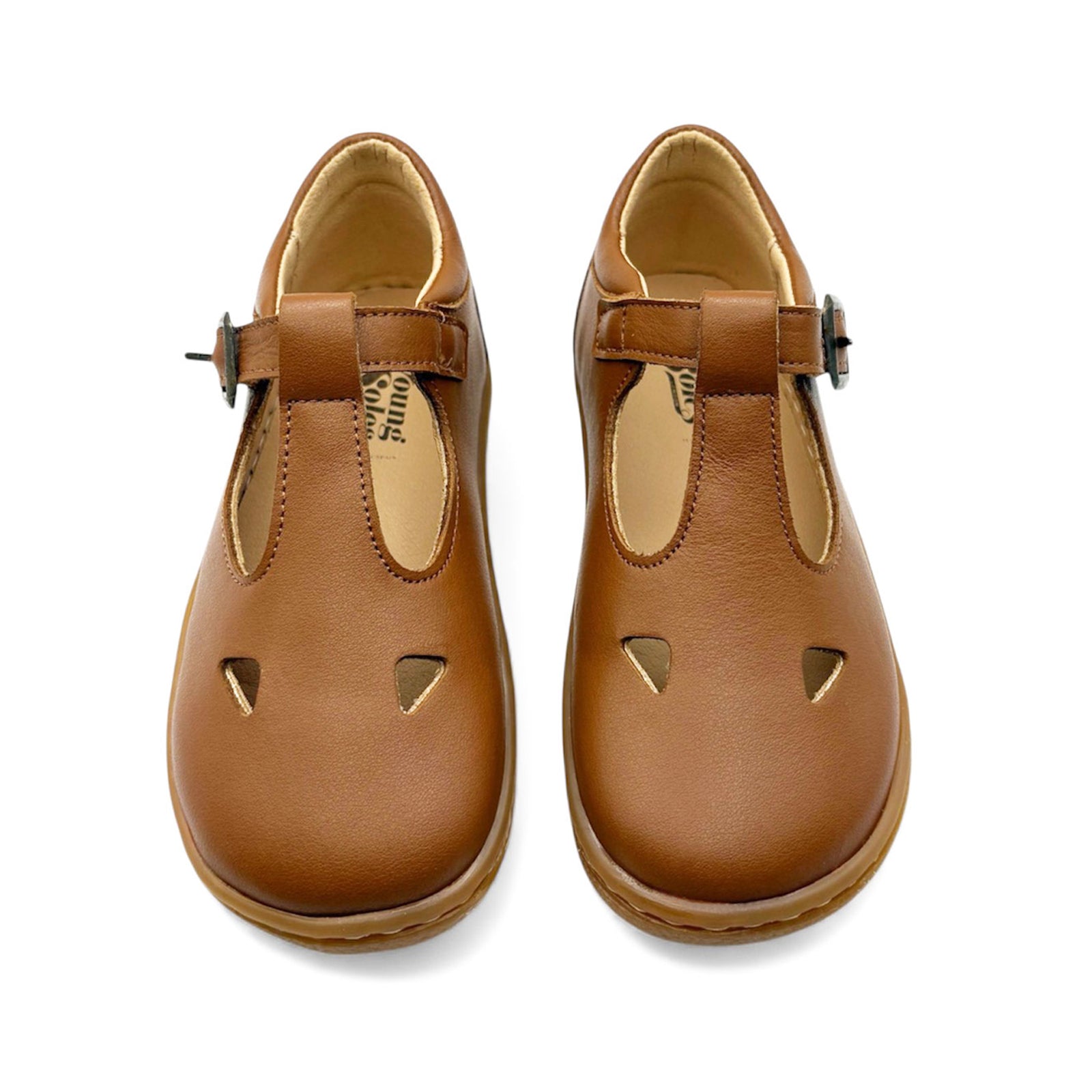 Chaussures pieds nus Darcey T-Bar pour enfants en cuir bleu marine