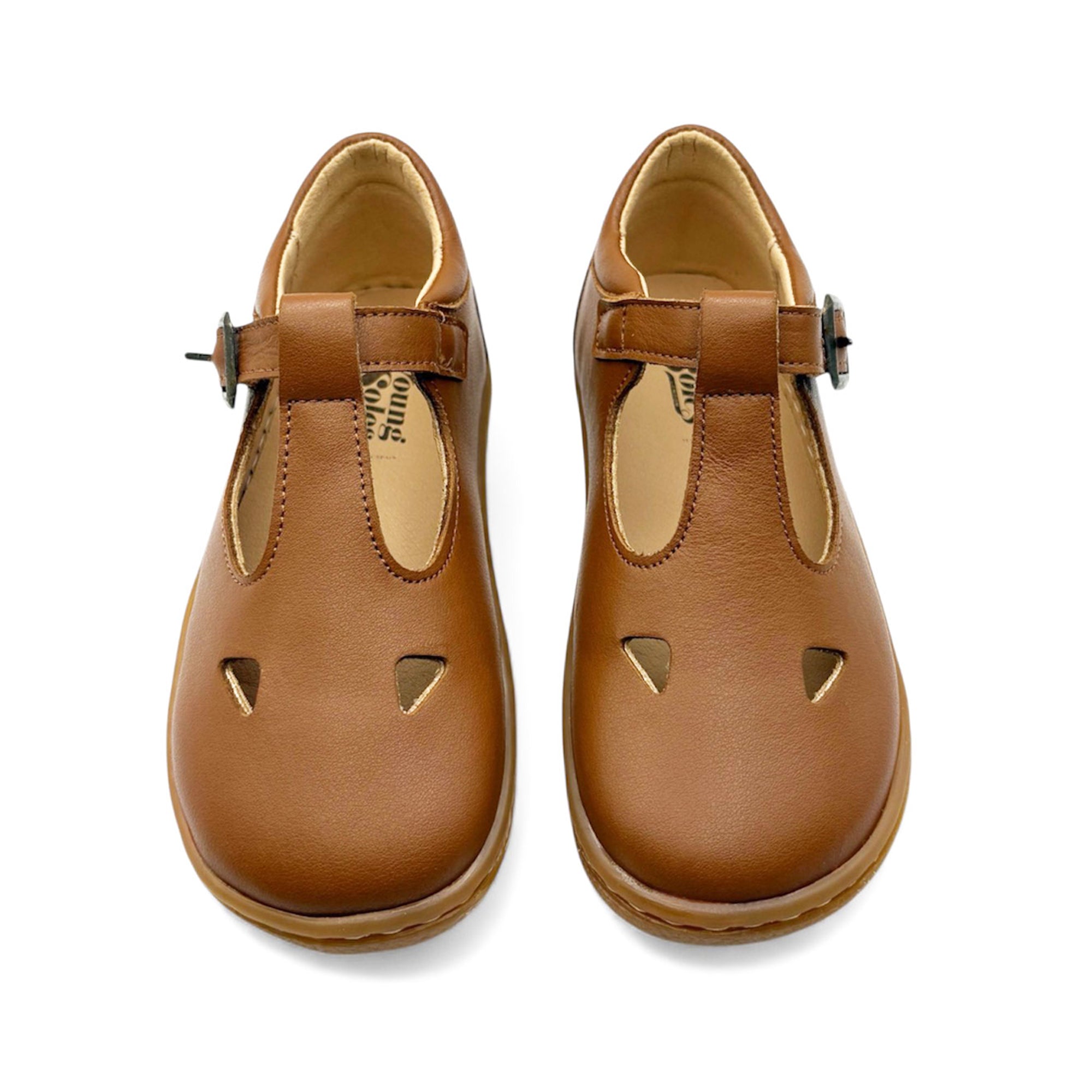 Chaussures pieds nus Darcey T-Bar pour enfants en cuir bleu marine