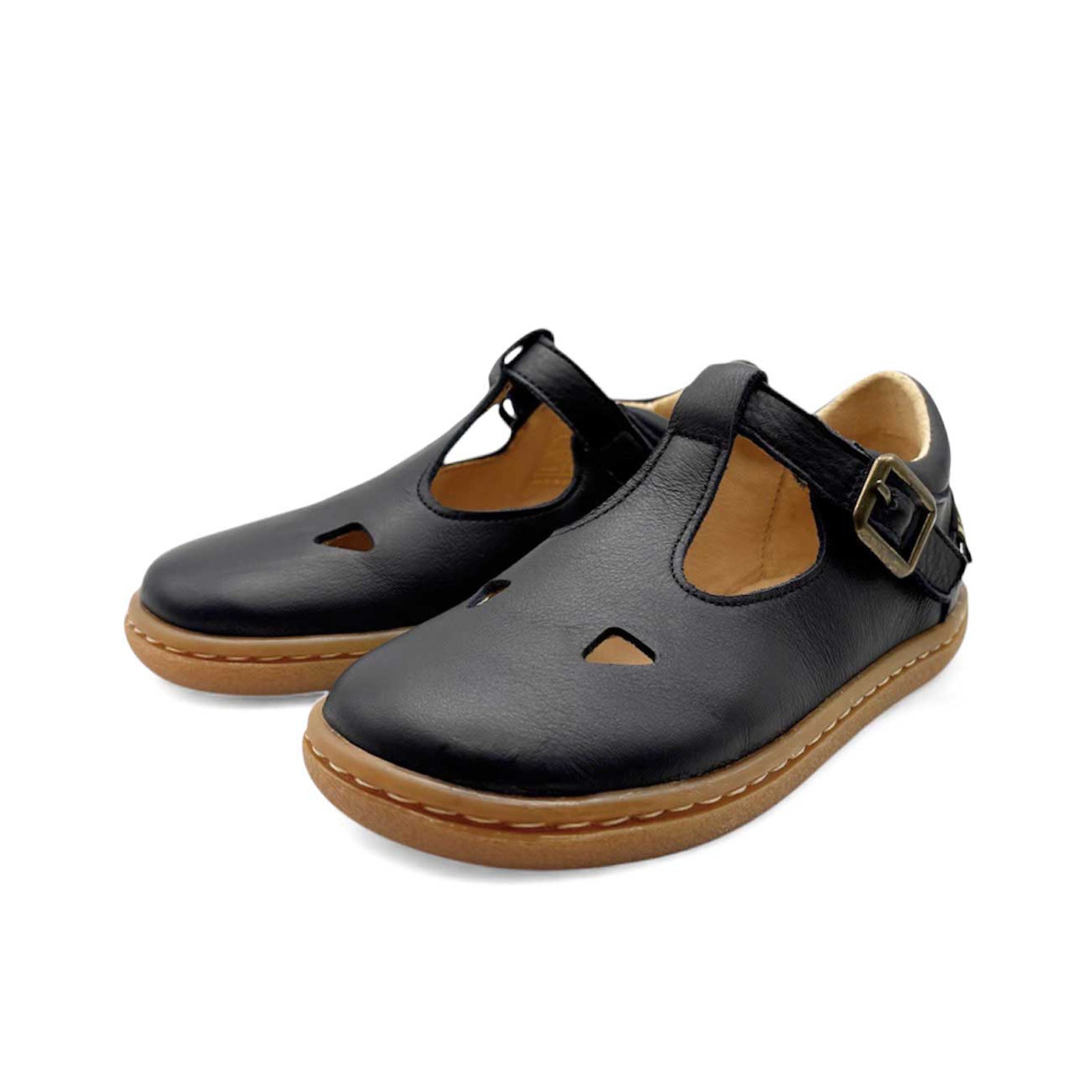 Chaussures pieds nus Darcey T-Bar pour enfants en cuir bleu marine