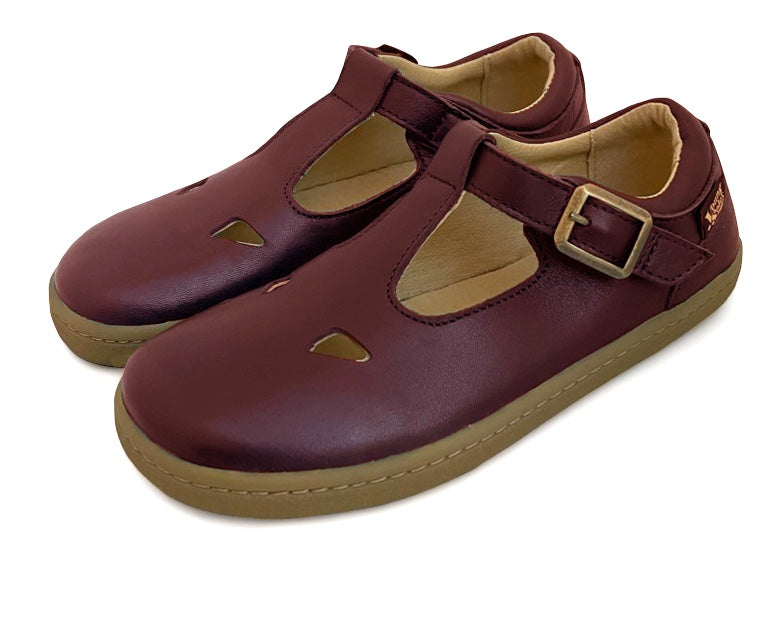 Chaussures pieds nus Darcey T-Bar pour enfants en cuir bleu marine