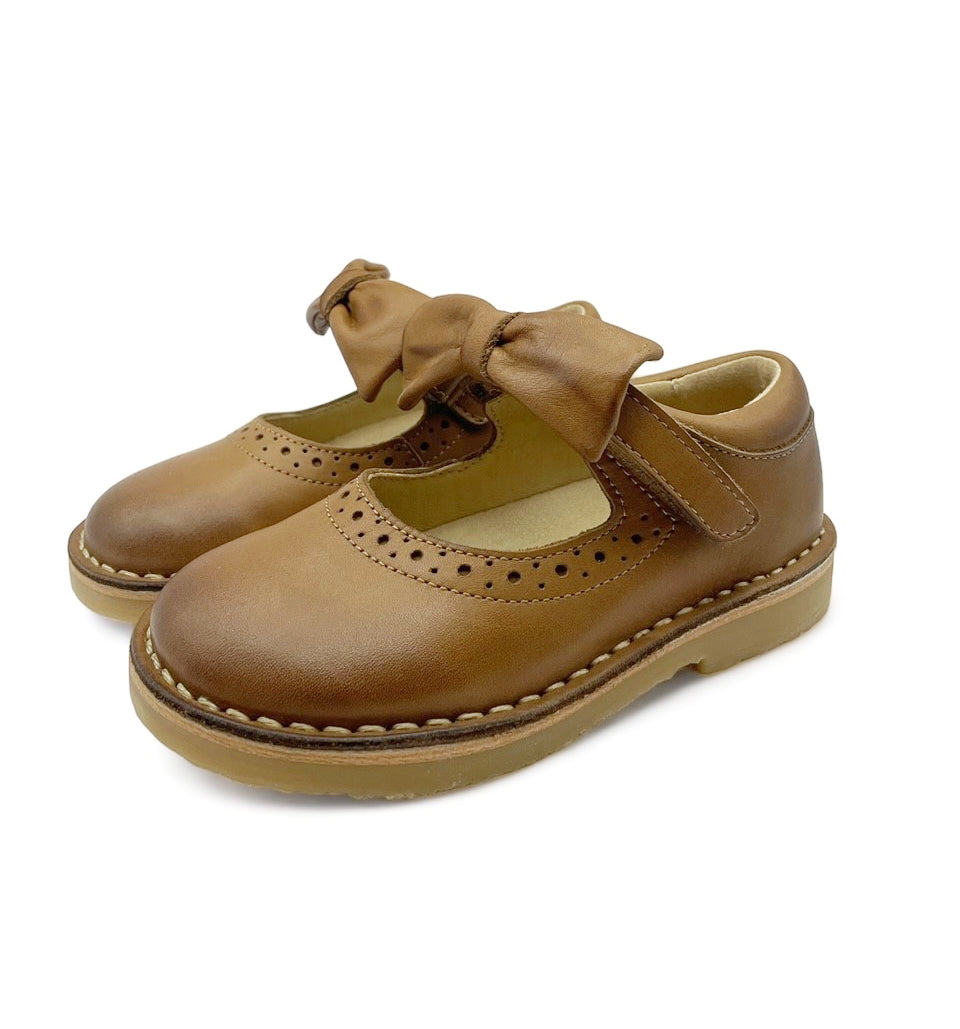 Chaussures Mary Jane Martha Bow pour enfants en cuir noir