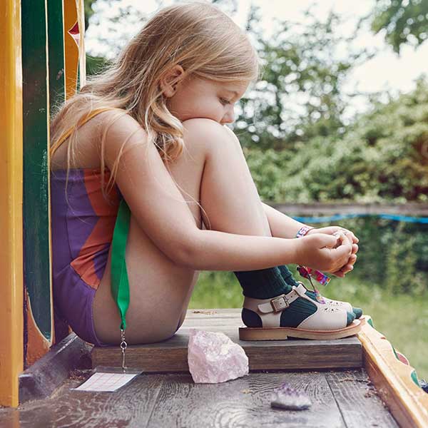 Child Sandal Girl Belle T-Bar Kids Sandal Mink Leather – Young