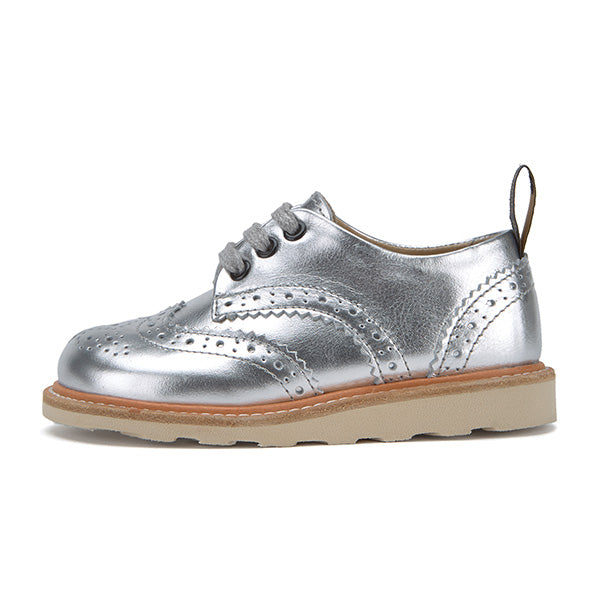 Brando Brogue Kids Shoe Silver Leather