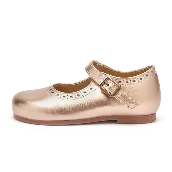 Diana Velcro Mary Jane Kids Shoe Rose Gold Leather