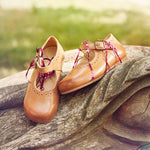 Diana Velcro Mary Jane Kids Shoe Tan Leather