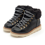 Eddie Wool Ankle-High Hiking Kids Boot Black Leather