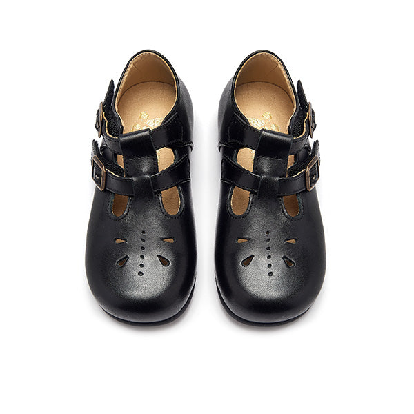 Lucy Velcro T-Bar Kids Shoe Black Leather