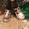 Lucy Velcro T-Bar Kids Shoe Rose Gold Leather