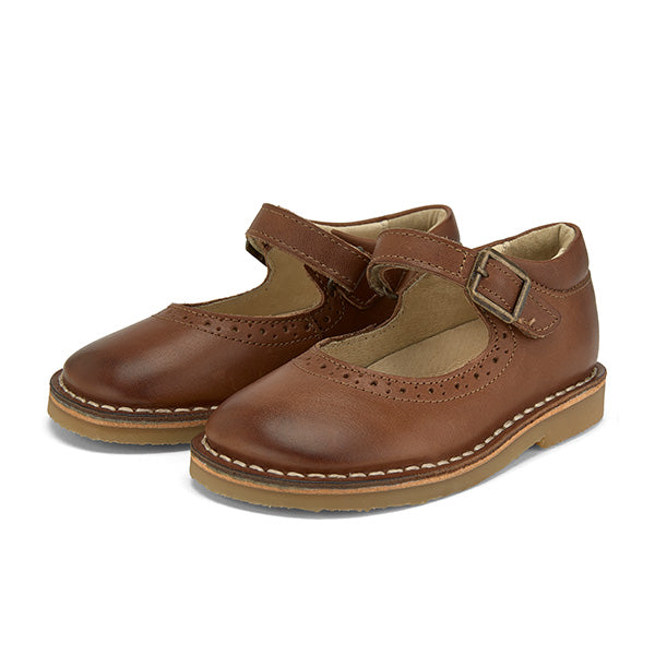 Martha Mary Jane Kids Shoe Tan Burnished Leather