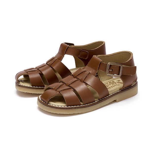 Noah Kids Fisherman Sandal Chestnut Brown Leather