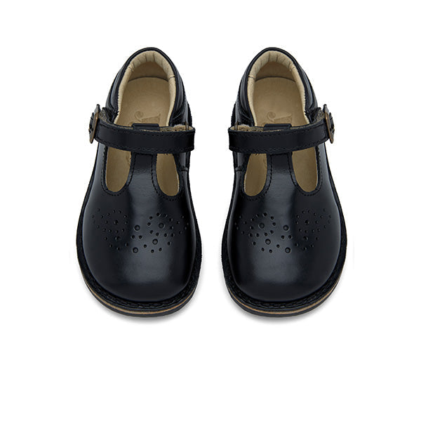 Penny Vegan T-Bar Kids Shoe Black Synthetic Leather