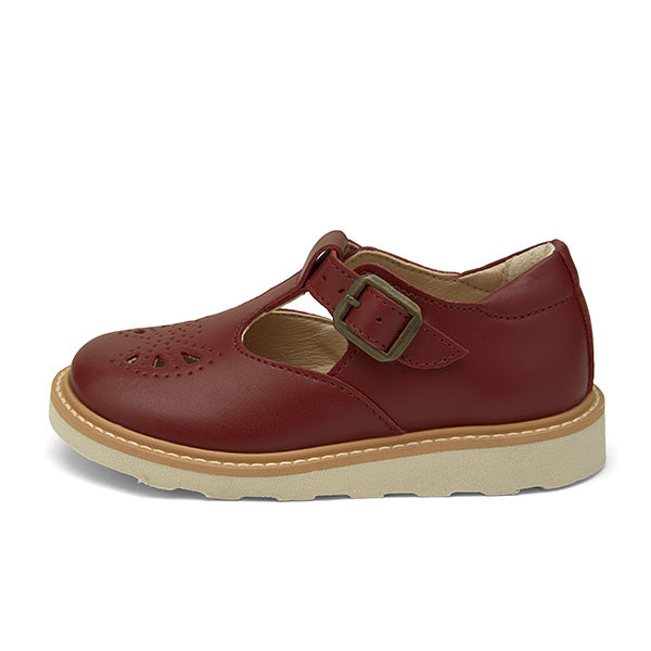 Rosie Vegan T-Bar Kids Shoe Cherry Synthetic Leather