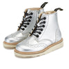 Sidney Vegan Brogue Boot Silver Synthetic Leather