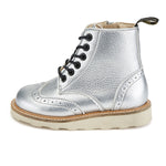 Sidney Vegan Brogue Boot Silver Synthetic Leather