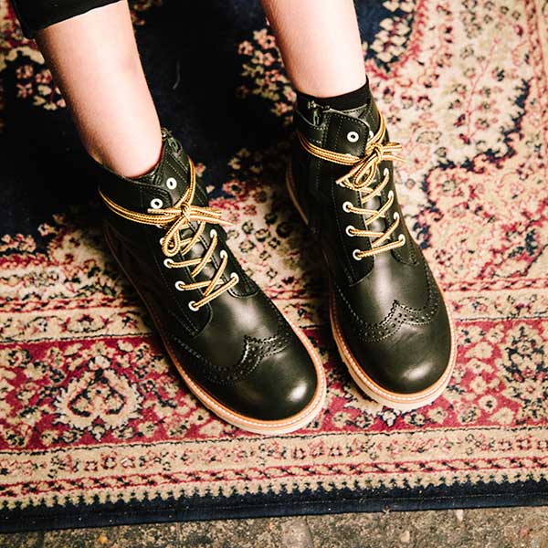 Young Soles Kids' Sidney Leather Lace Up Brogue Boots, Hunter Green Young Soles Kids' Sidney Leather Lace Up Brogue Boots, Hunter Green