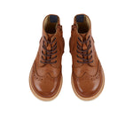 Sidney Brogue Kids Boot Tan Burnished Leather